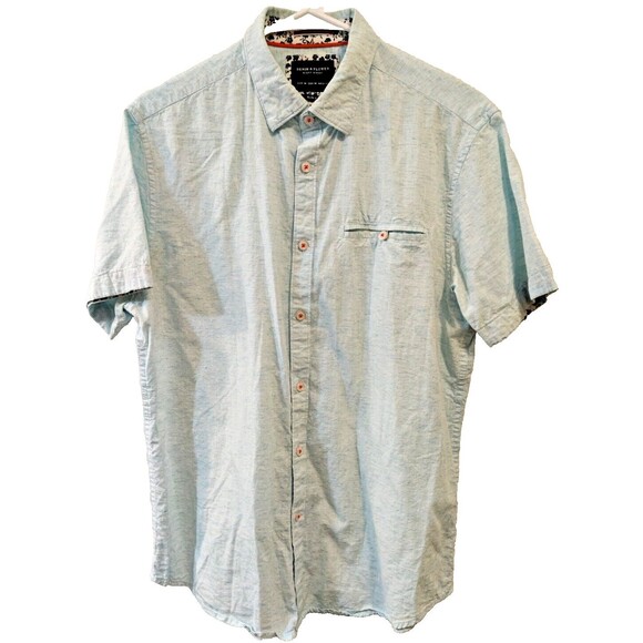 Mens Denim & Flower Ricky Singh Blue-Green Button Down Shirt sz M Slim Fit - Picture 1 of 8